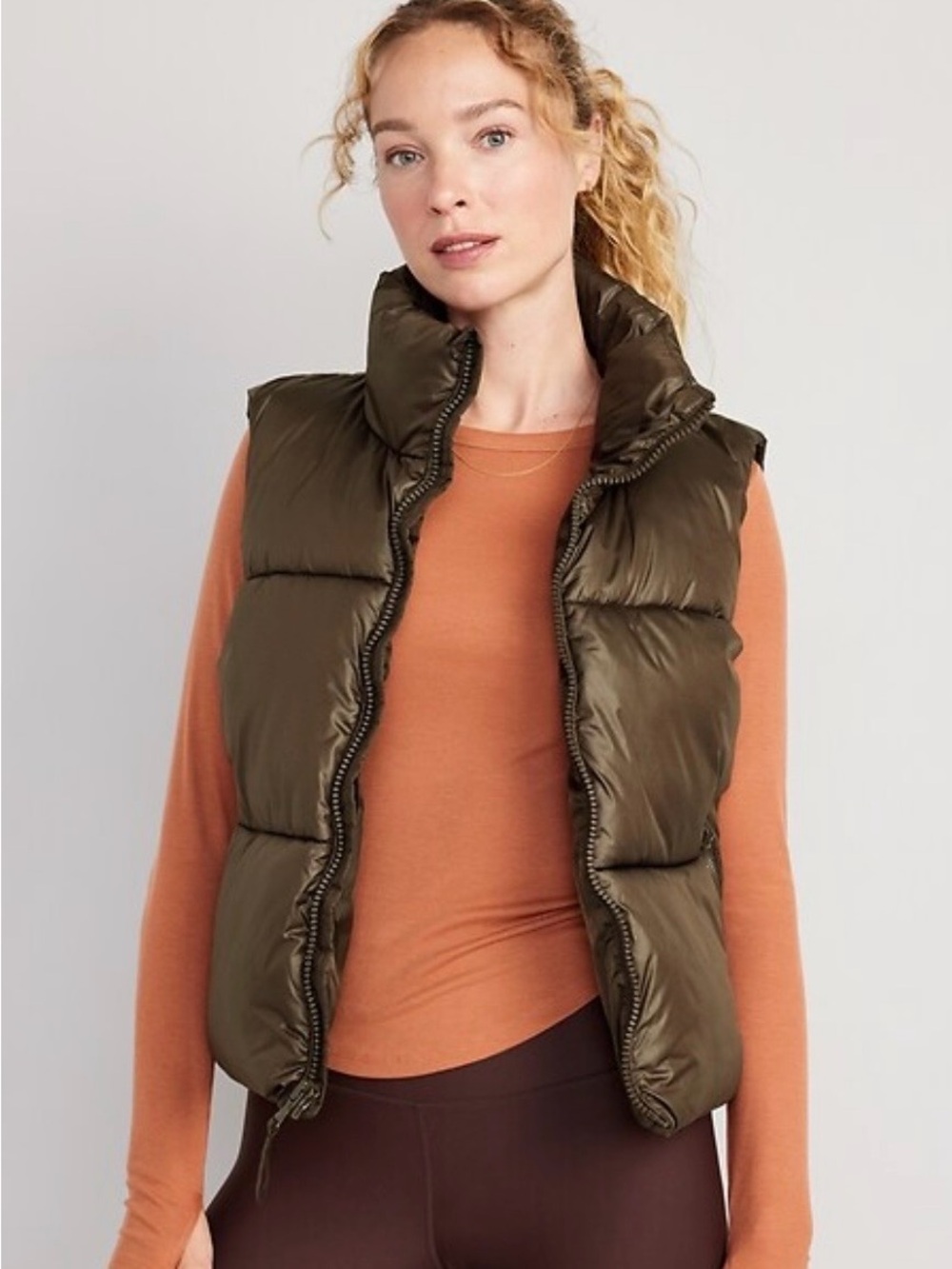 Old Navy Brown Quilted Puffer Vest - XL